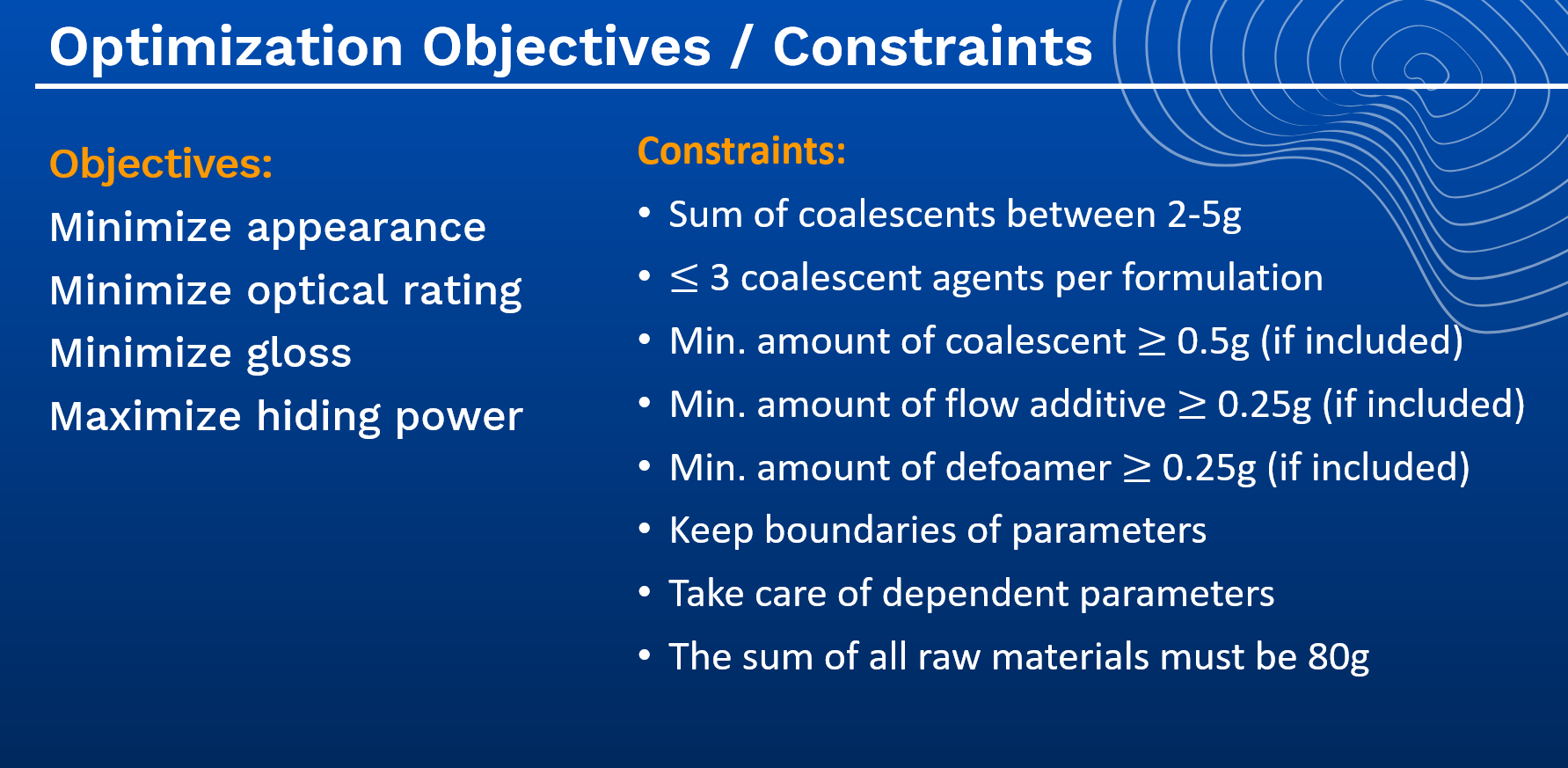 output parameters constraints